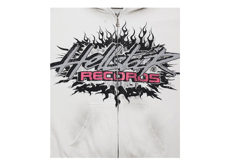 Hellstar Records Sweat à capuche zippé à paillettes blanc 