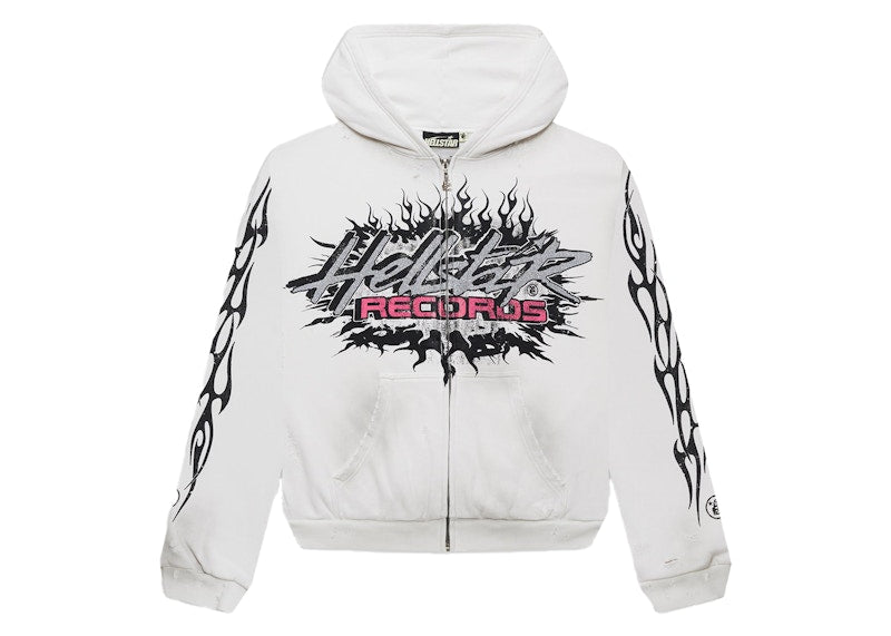 Hellstar Records Sweat à capuche zippé à paillettes blanc 