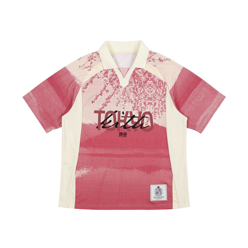 Maillot de football Kith Tokyo exclusif rose blanc (SS25)
