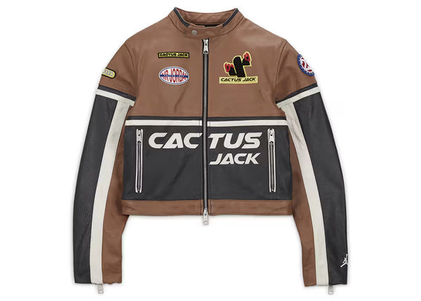 Veste en cuir Jordan x Travis Scott Cactus Jack pour femme Archaeo Brown