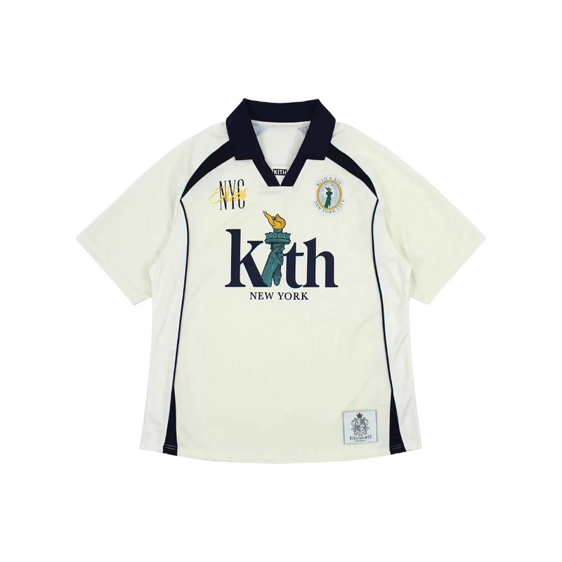Maillot de football exclusif KITH New York beige (SS25)
