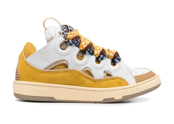 Baskets Lanvin Curb blanches et jaunes 