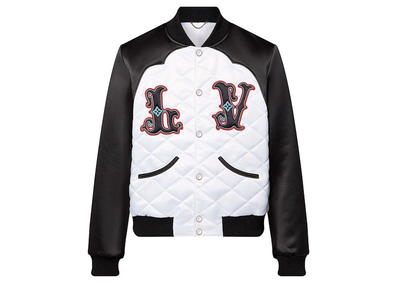 Louis Vuitton Zweifarbige Satin-Bomberjacke Schwarz