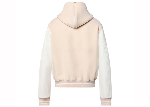 Veste universitaire Louis Vuitton en cuir de veau blanc laiteux