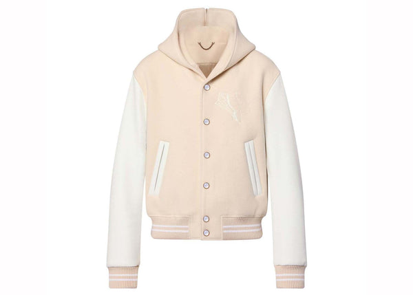 Veste universitaire Louis Vuitton en cuir de veau blanc laiteux
