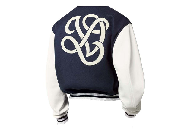 Veste universitaire Louis Vuitton en cuir de veau bleu marine