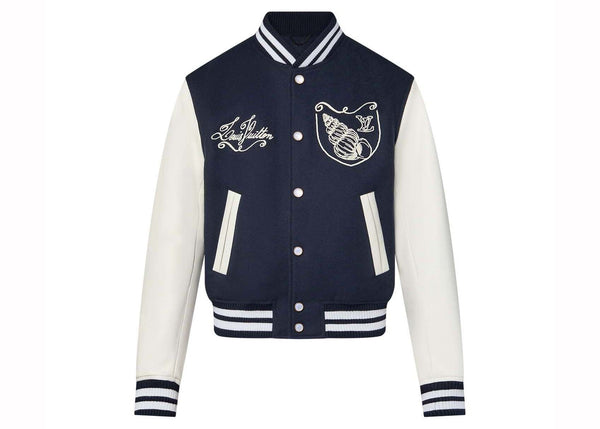 Veste universitaire Louis Vuitton en cuir de veau bleu marine