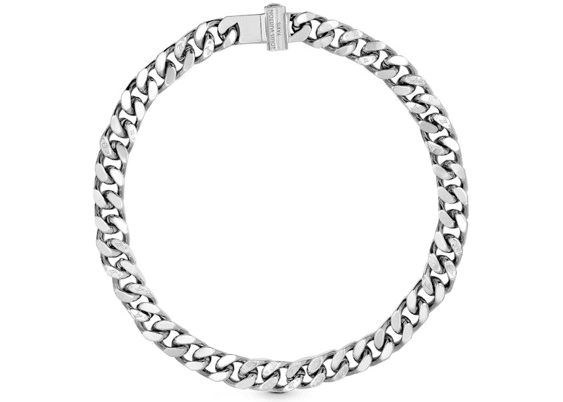 Louis Vuitton Kettenglieder Halskette Graviertes Monogramm Silber