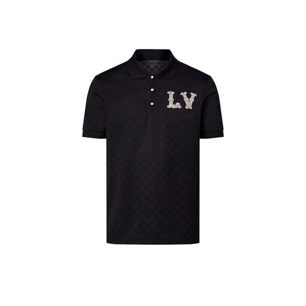 Polo en coton piqué Louis Vuitton avec patch LV brodé noir