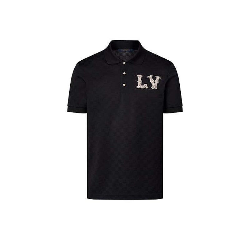 Polo en coton piqué Louis Vuitton avec patch LV brodé noir