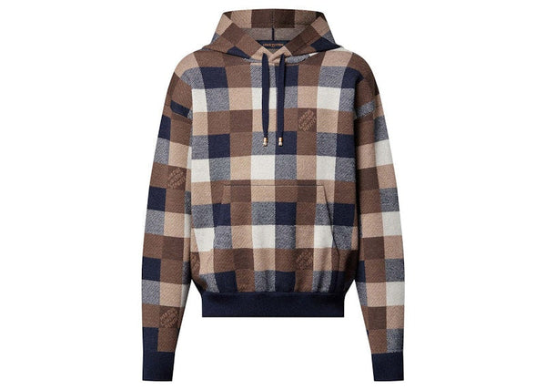 Sweat à capuche Louis Vuitton Damier en cachemire et laine mélangés multicolore