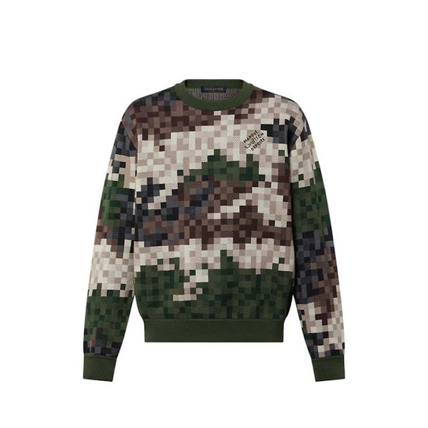 Louis Vuitton Damier Damoflage Coton Jacquard Pull Vert Damoflage Damier