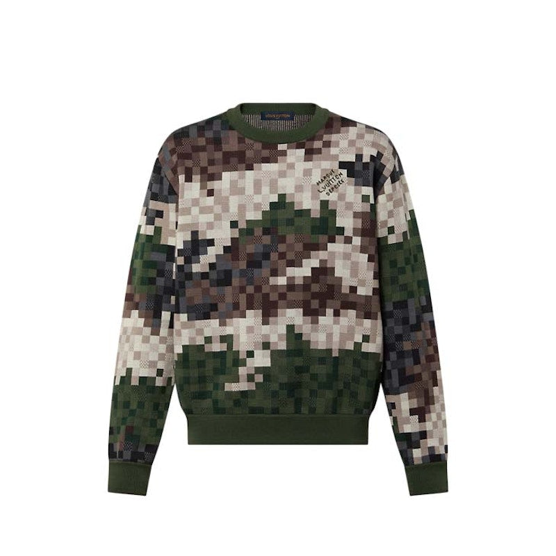 Louis Vuitton Damier Damoflage Coton Jacquard Pull Vert Damoflage Damier