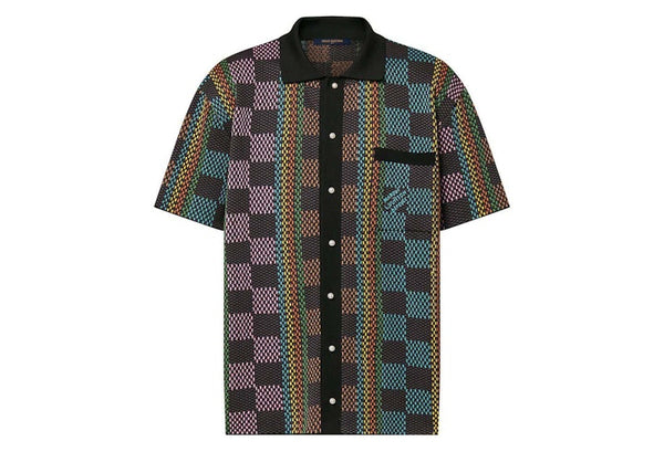 Louis Vuitton Damier Kurzarm-Baumwollstrickhemd Mehrfarbig