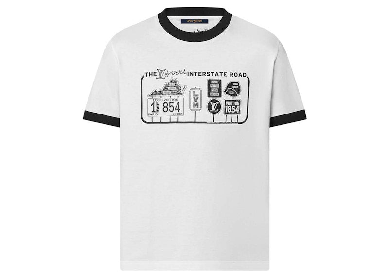 Louis Vuitton Verziertes Baumwoll-T-Shirt Milchweiß