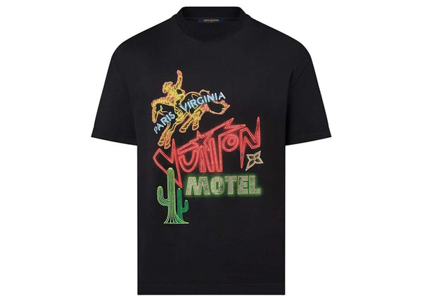 Louis Vuitton T-Shirt aus Baumwolle mit grafischer Verzierung in Schwarz