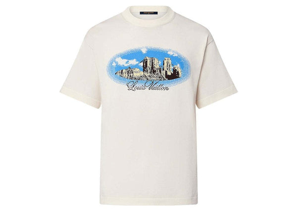 Louis Vuitton Graphic Kurzarm-Rundhalspullover aus Baumwolle, Vanille