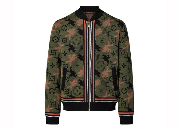 Louis Vuitton Bomberblouson aus Wolle mit Jacquardmuster, Gewehrgrün
