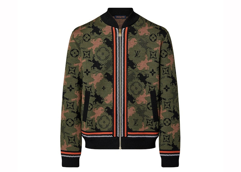 Louis Vuitton Bomberblouson aus Wolle mit Jacquardmuster, Gewehrgrün