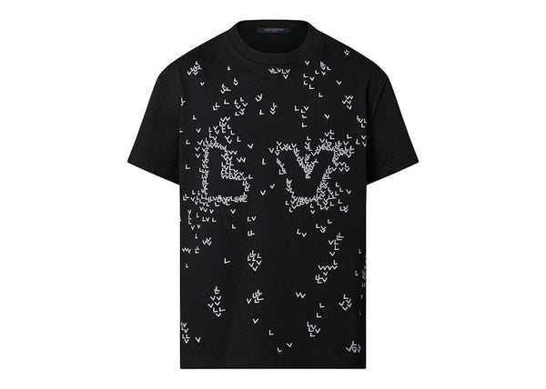 Louis Vuitton LV Spread Stickerei T-Shirt Schwarz