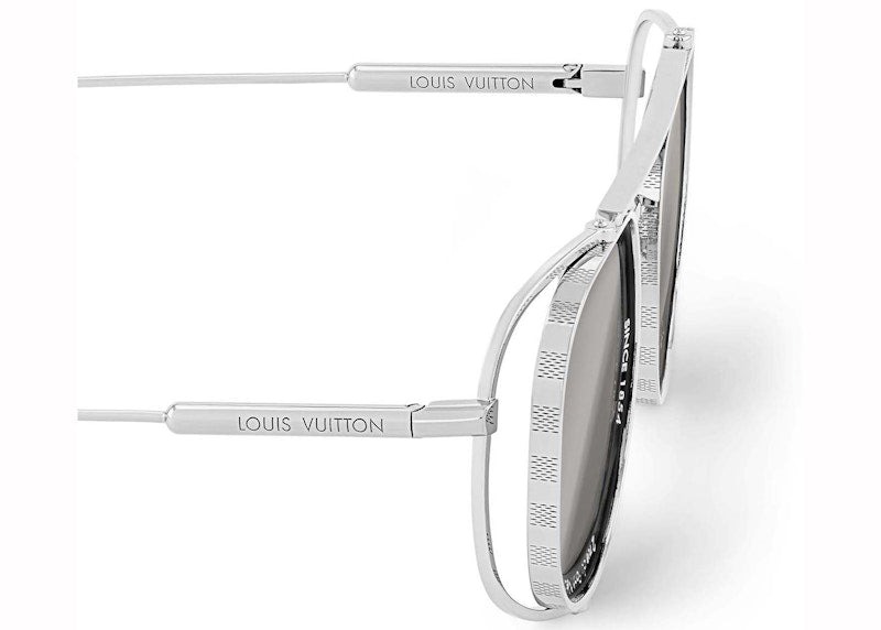 Lunettes de soleil Louis Vuitton LV Supervision en métal argenté 
