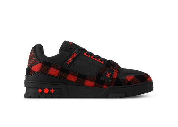 Baskets Louis Vuitton LV en feutre noir et rouge