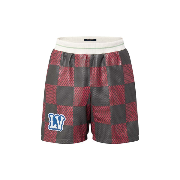 Short de rugby Louis Vuitton en cuir intarsia Damier Rouge vif