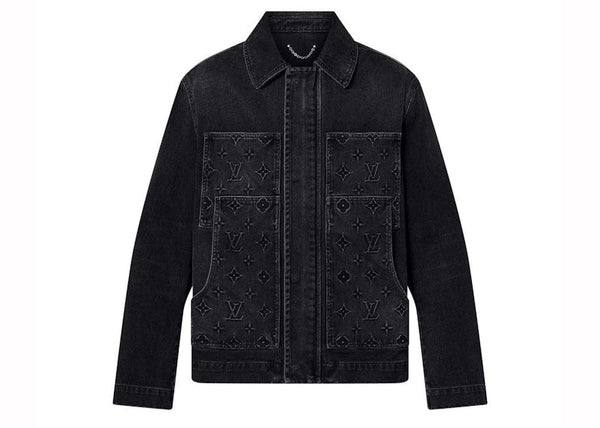Louis Vuitton Monogram Kurzärmliges Denim-Arbeitshemd Schwarz