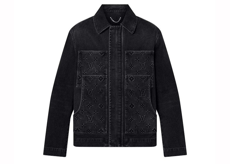 Chemise de travail en denim à manches courtes Monogram Louis Vuitton noire