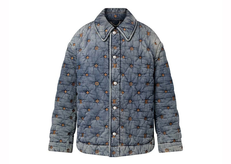 Louis Vuitton Gepolstertes Denim-Monogramm-Überhemd Indigo