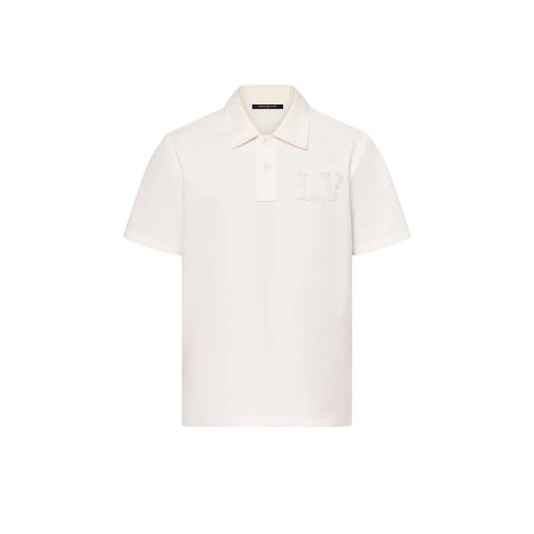 Polo en popeline Louis Vuitton avec patch LV brodé blanc laiteux
