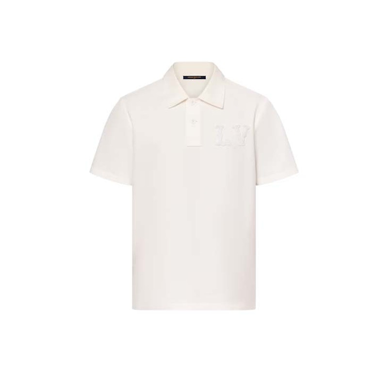Louis Vuitton Popeline-Polo mit gesticktem LV-Patch, milchig weiß