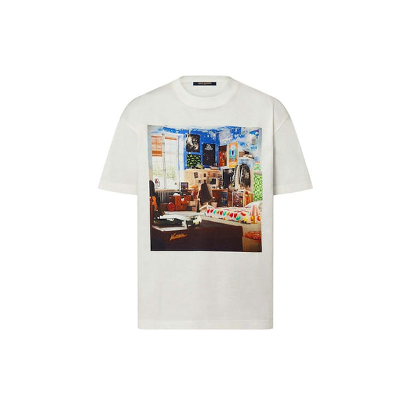 Louis Vuitton Bedrucktes Baumwoll-T-Shirt Milchweiß