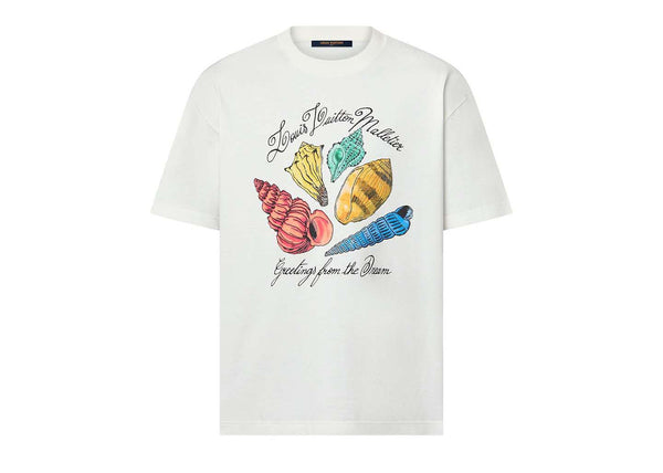 Louis Vuitton Bedrucktes Kurzarm-Baumwoll-T-Shirt Milchweiß