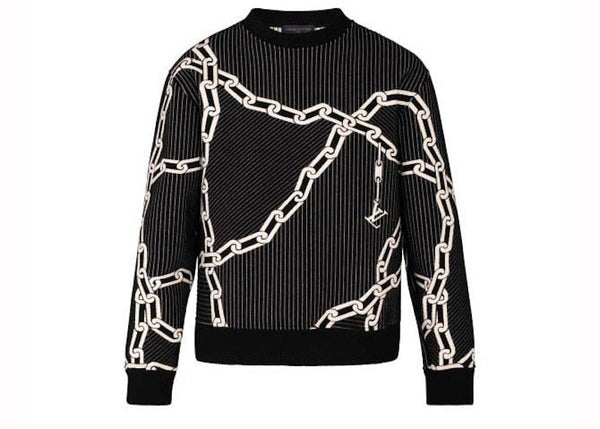 Sweat-shirt matelassé effet 3D chaîne Louis Vuitton noir