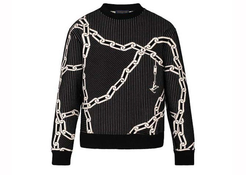 Sweat-shirt matelassé effet 3D chaîne Louis Vuitton noir