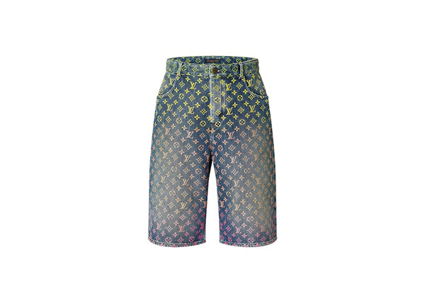 Short en jean Louis Vuitton Rainbow Monogram Bleu