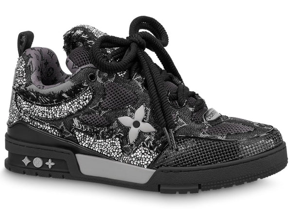 Baskets de skate Louis Vuitton noires Swarovski Monogran