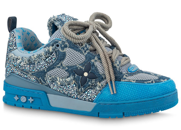 Baskets de skate Louis Vuitton bleues Swarovski Monogram