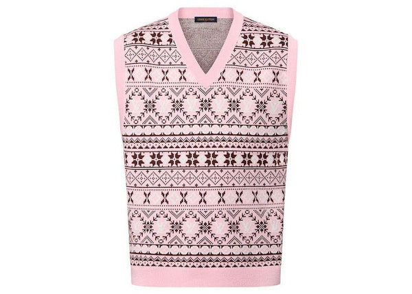 Gilet en laine mérinos jacquard Fair Isle de Louis Vuitton par Tyler, the Creator, couleur pastel