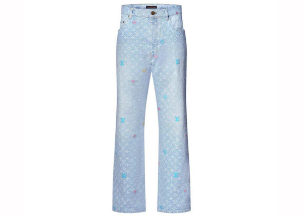 Pantalon en denim monogramme Louis Vuitton par Tyler, the Creator, indigo délavé