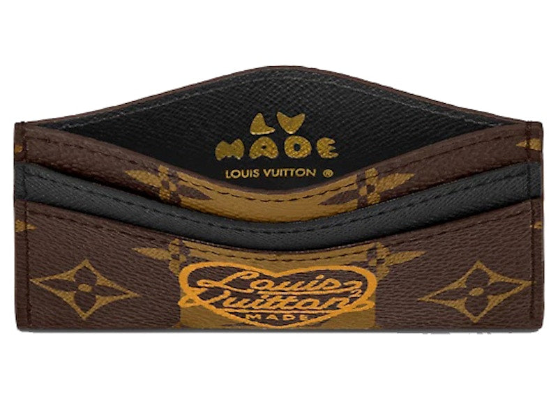 Porte-cartes double Louis Vuitton x Nigo Monogram Stripes Marron