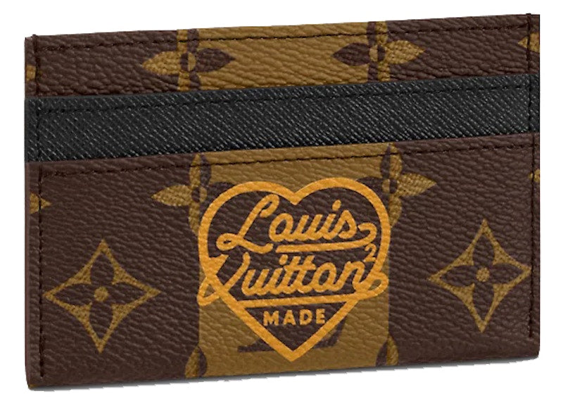 Porte-cartes double Louis Vuitton x Nigo Monogram Stripes Marron