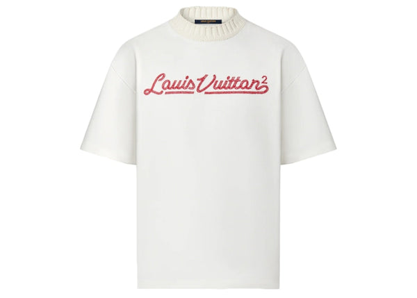 Louis Vuitton x Nigo – Besticktes T-Shirt mit Stehkragen in Weiß