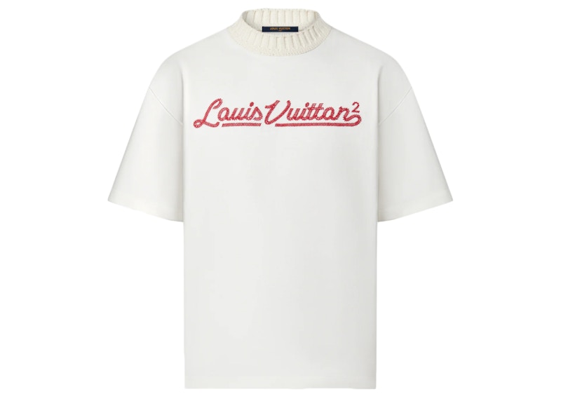 T-shirt à col montant brodé Louis Vuitton x Nigo Blanc