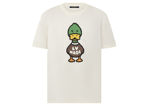 Louis Vuitton x Nigo Intarsia Jacquard Duck Kurzarm-Rundhalsausschnitt Off White