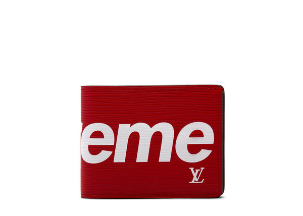 Portefeuille mince Louis Vuitton x Supreme Epi Rouge 