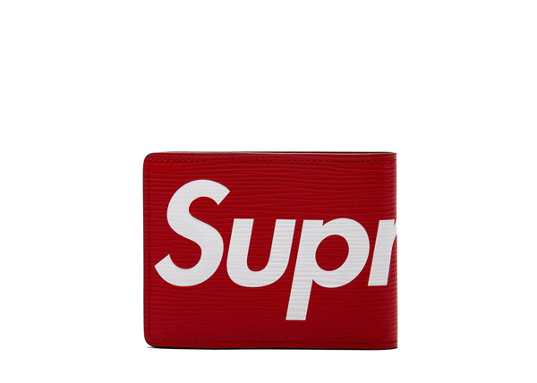 Portefeuille mince Louis Vuitton x Supreme Epi Rouge 