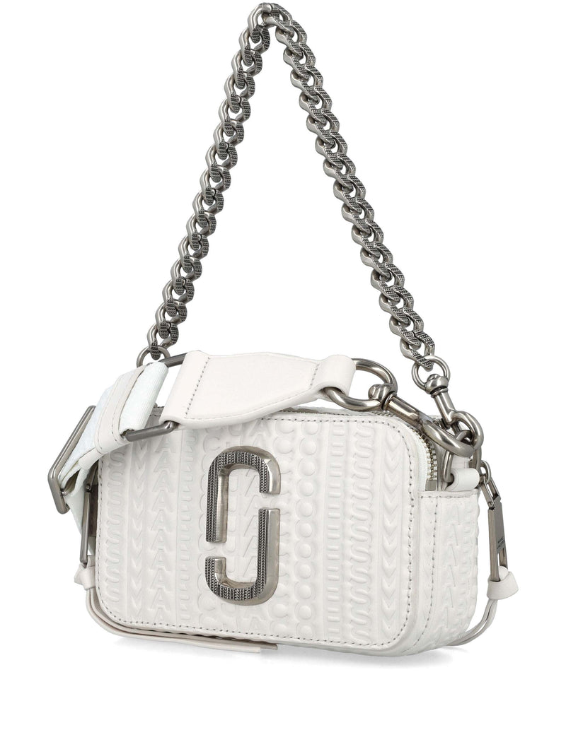 Marc Jacobs The Snapshot Logo Leder-Umhängetasche Weiß