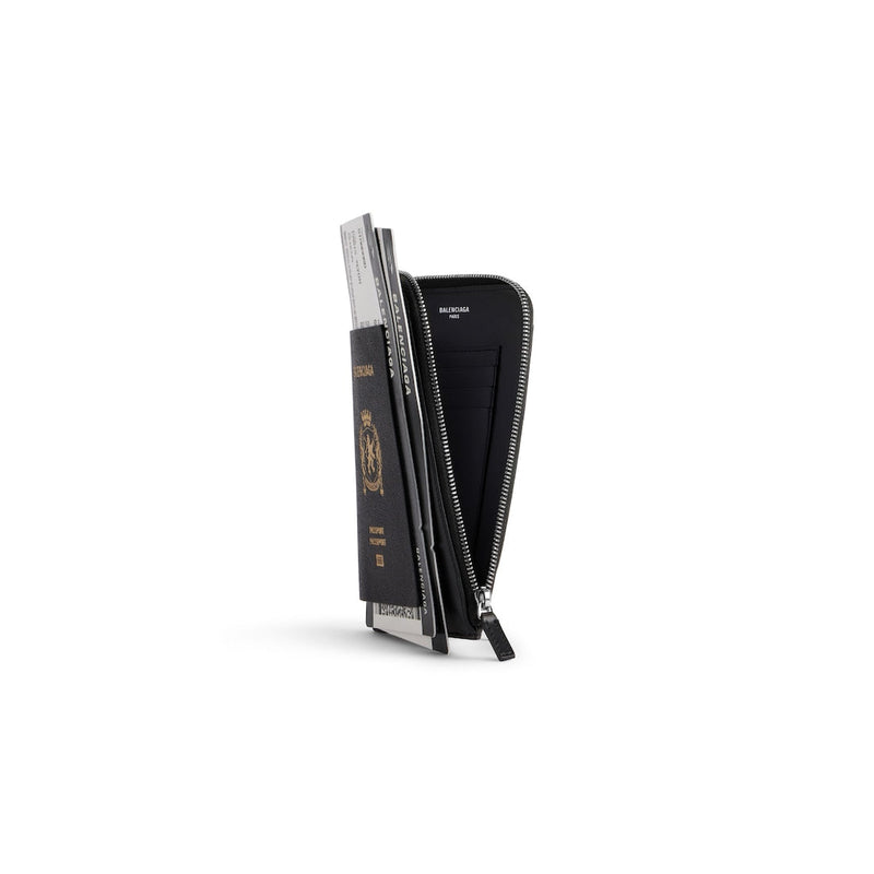 Étui pour téléphone et passeport Balenciaga en noir 